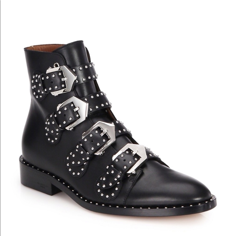 Givenchy Studded Buckle Leather Ankle Boots